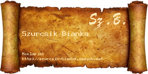 Szurcsik Bianka névjegykártya